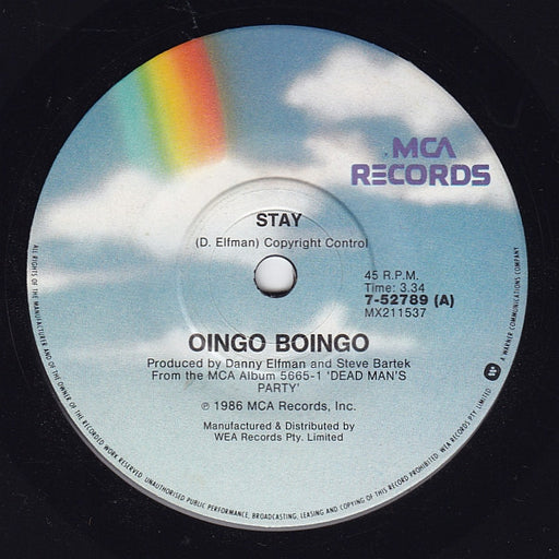Oingo Boingo – Stay 7" vinyl record, image 1 of 2