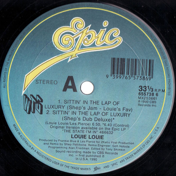 Louie Louie – Sittin' In The Lap Of Luxury 12" vinyl record, image 2 of 3
