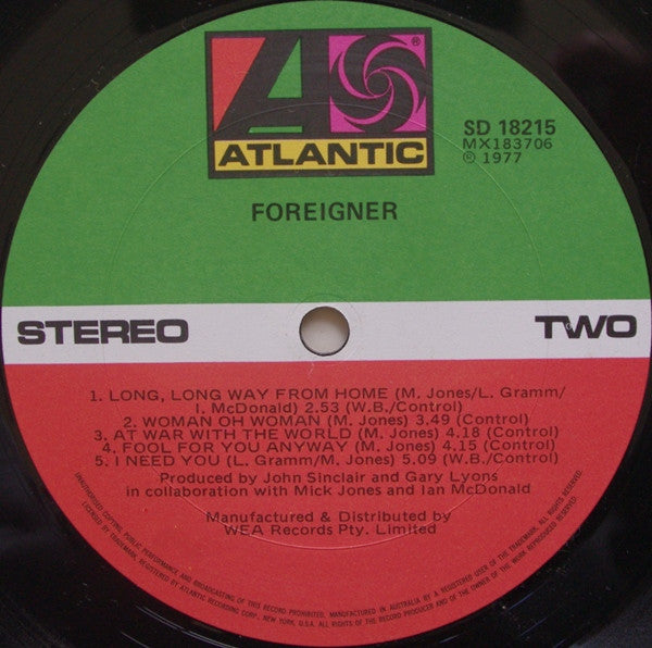 Foreigner – Foreigner LP vinyl record, image 6 of 6