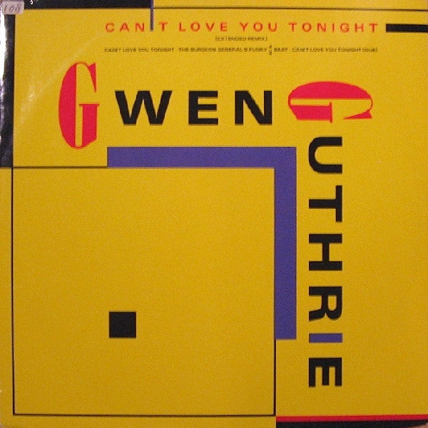 Gwen Guthrie – Can't Love You Tonight 12" vinyl record, image 1 of 4