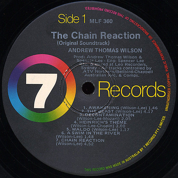 Andrew Thomas Wilson – The Chain Reaction (Original Soundtrack Music) LP vinyl record, image 3 of 4