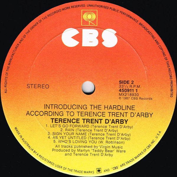 Terence Trent D'Arby – Introducing The Hardline According To Terence Trent D'Arby LP vinyl record, image 4 of 7