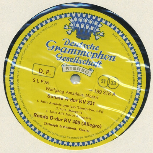 Wolfgang Amadeus Mozart, Christoph Eschenbach – Sonaten A-Dur KV 331 • C-Dur KV 330 / Rondo D-Dur KV 485 • A-Moll KV 511 LP vinyl record, image 2 of 2