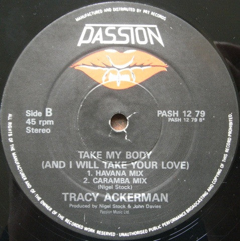 Tracy Ackerman – Take My Body (And I Will Take Your Love) 12" vinyl record, image 4 of 4