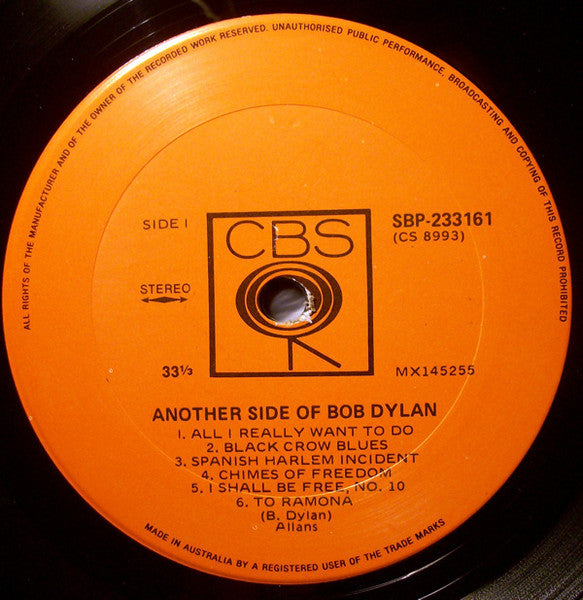 Bob Dylan – Another Side Of Bob Dylan LP vinyl record, image 2 of 2