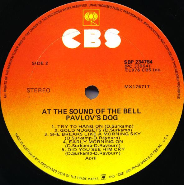 Pavlov's Dog – At The Sound Of The Bell LP vinyl record, image 5 of 5