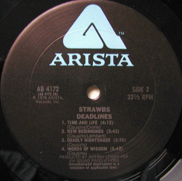 Strawbs – Deadlines LP vinyl record, image 3 of 4