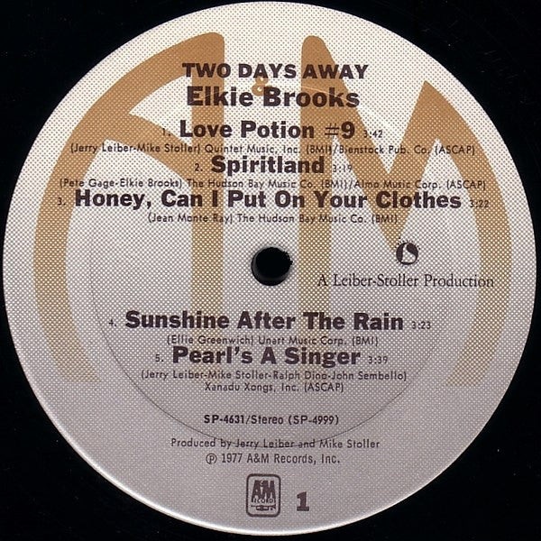 Elkie Brooks – Two Days Away LP vinyl record, image 3 of 4