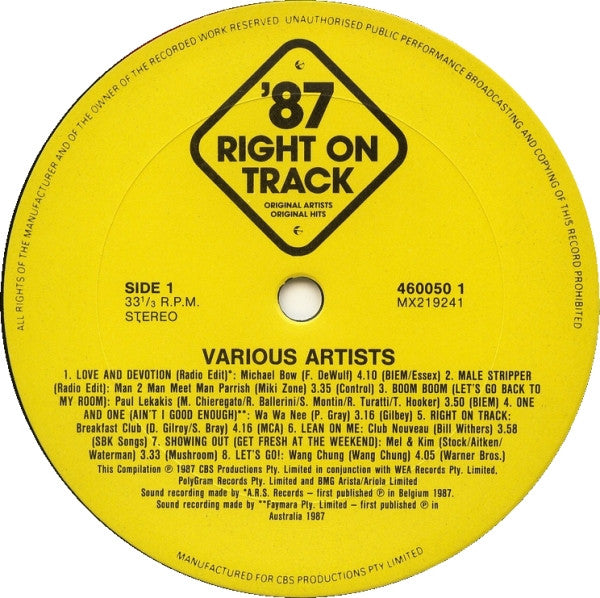 Various – '87 Right On Track LP vinyl record, image 3 of 4