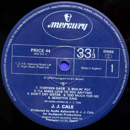 J.J. Cale – 5 LP vinyl record, image 3 of 3