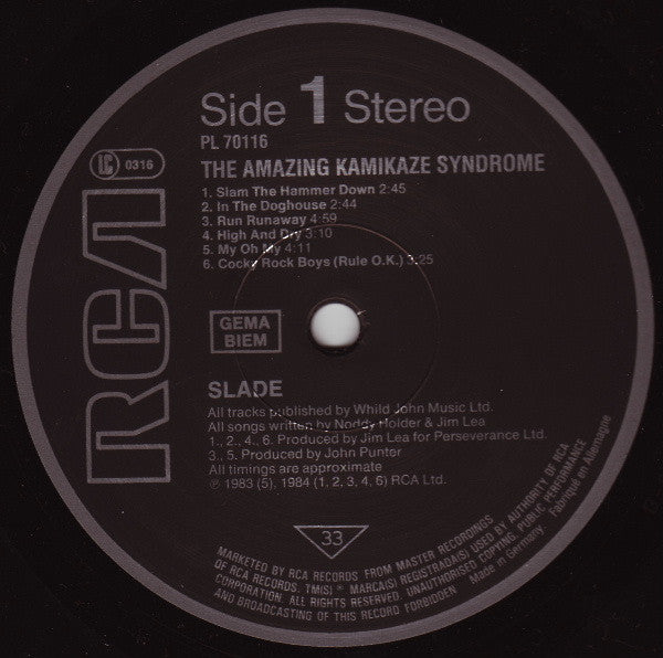Slade – The Amazing Kamikaze Syndrome LP vinyl record, image 3 of 5