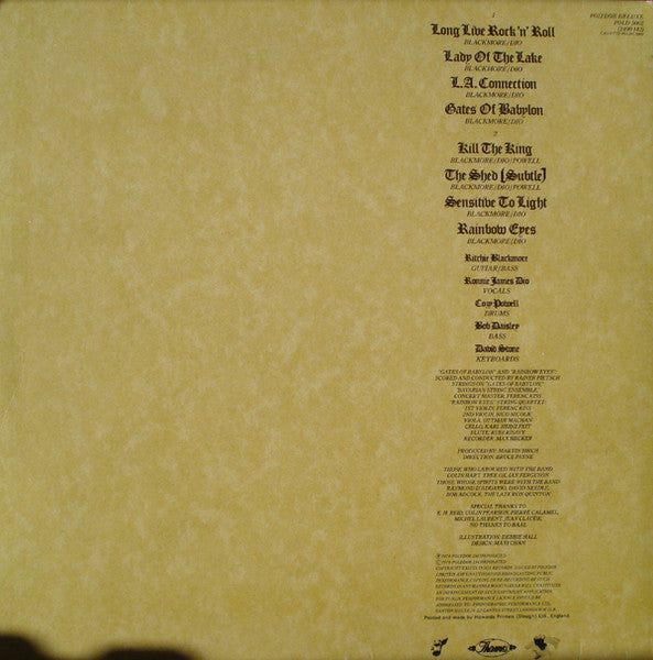 Rainbow – Long Live Rock 'N' Roll LP vinyl record, image 3 of 8