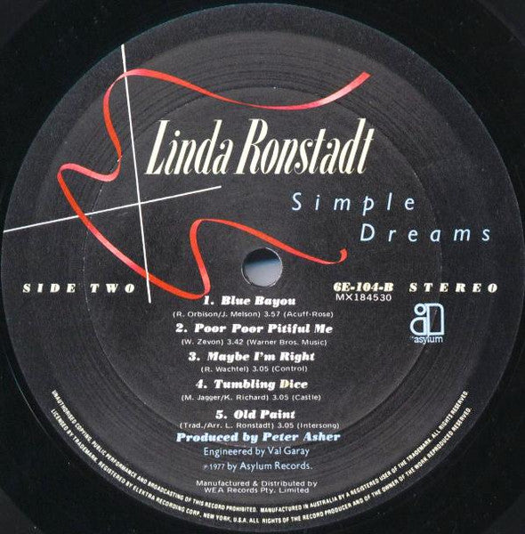 Linda Ronstadt – Simple Dreams LP vinyl record, image 5 of 8