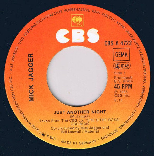Mick Jagger – Just Another Night 7" vinyl record, image 3 of 4