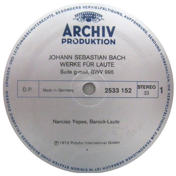 Johann Sebastian Bach, Narciso Yepes – Werke Für Laute = Works for Lute = Œuvres Pour Luth (Gesamtaufnahme = Complete Recordings = Intégrale) (2xLP) LP vinyl record, image 6 of 9