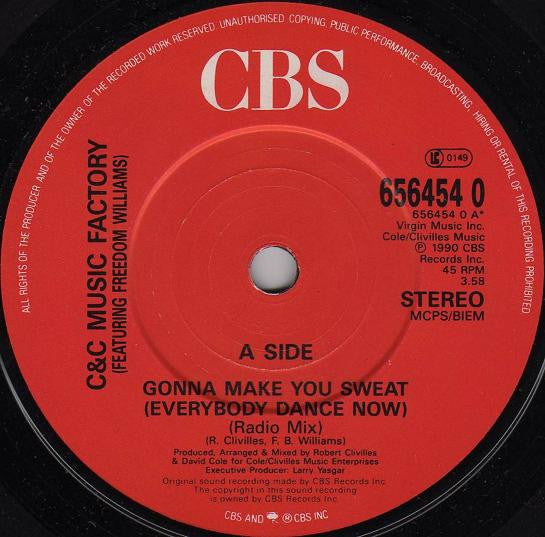 C + C Music Factory – Gonna Make You Sweat (Everybody Dance Now) 7" vinyl record, image 3 of 5