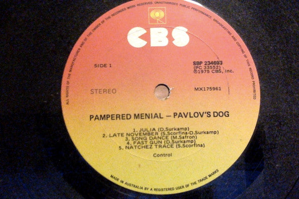 Pavlov's Dog – Pampered Menial LP vinyl record, image 3 of 4