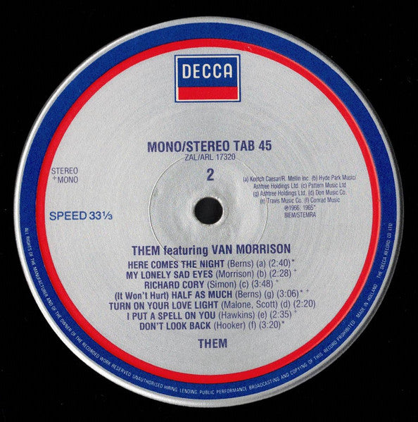 Them, Van Morrison – Them Featuring Van Morrison LP vinyl record, image 4 of 5