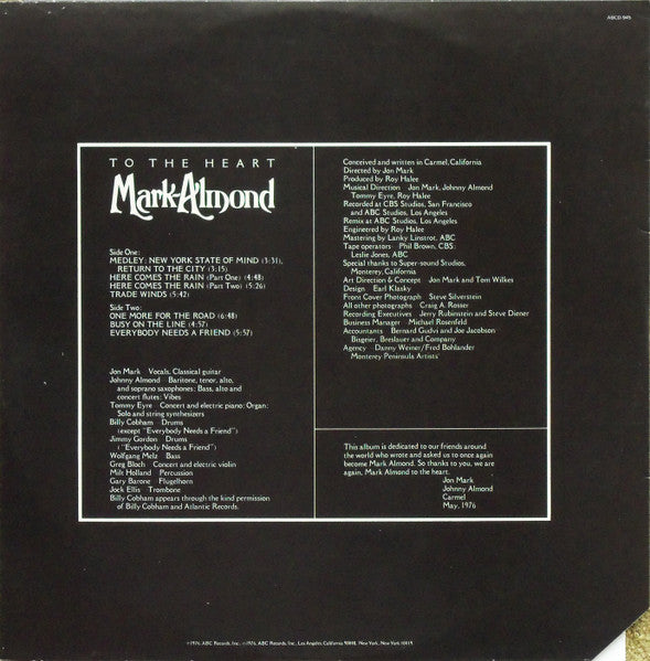 Mark-Almond – To The Heart LP vinyl record, image 6 of 6