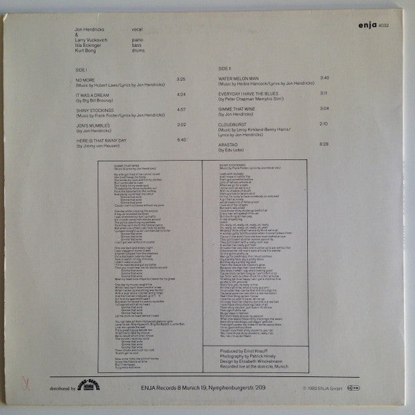 Jon Hendricks – Cloudburst LP vinyl record, image 2 of 4