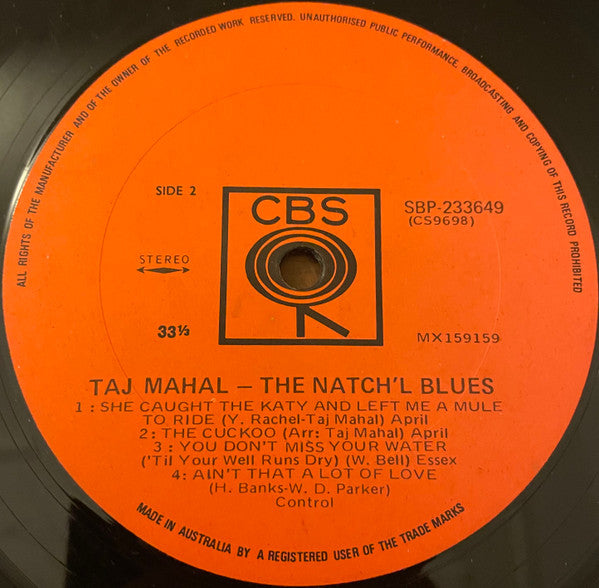 Taj Mahal – The Natch'l Blues LP vinyl record, image 3 of 4