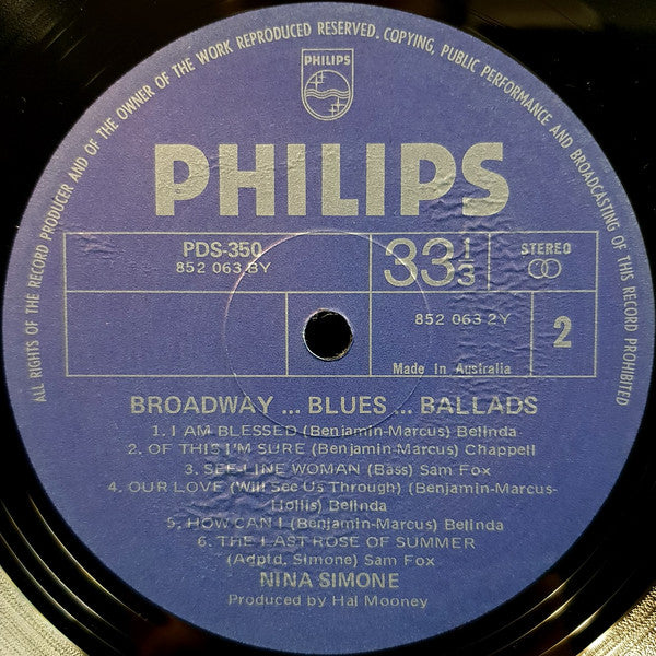 Nina Simone – Broadway - Blues - Ballads LP vinyl record, image 4 of 4