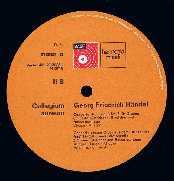Georg Friedrich Händel, Collegium Aureum – Concerti Grossi Op. 3 / Concerto »Alexanderfest« (2xLP) LP vinyl record, image 8 of 8