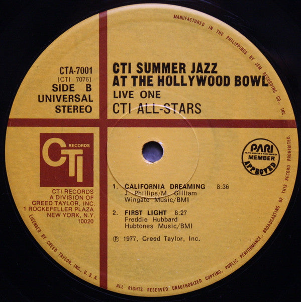CTI All-Stars – CTI Summer Jazz At The Hollywood Bowl Live One LP vinyl record, image 6 of 7