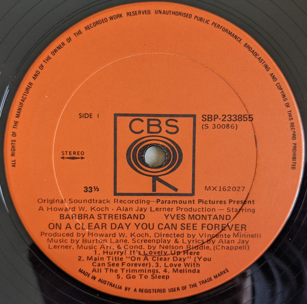Barbra Streisand, Yves Montand – On A Clear Day You Can See Forever LP vinyl record, image 3 of 4