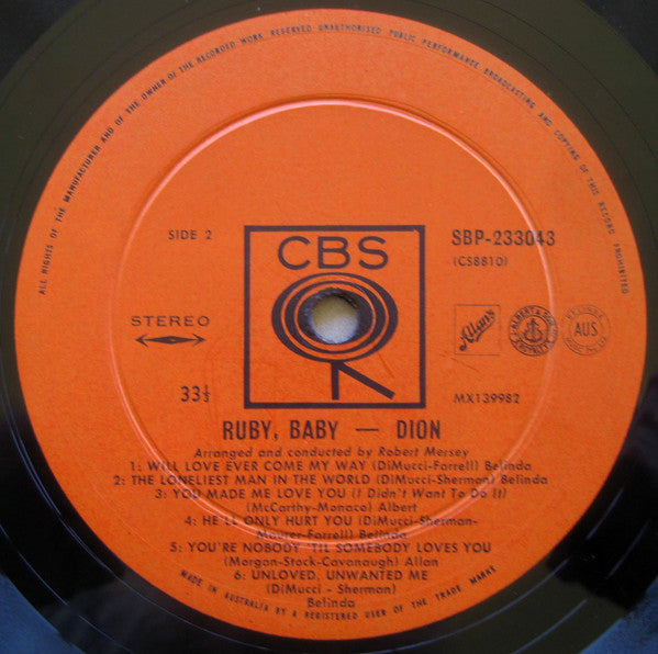 Dion – Ruby Baby LP vinyl record, image 6 of 7