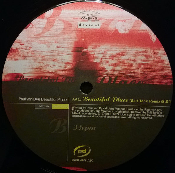 Paul van Dyk – Beautiful Place (Salt Tank Remix) 12" vinyl record, image 4 of 4