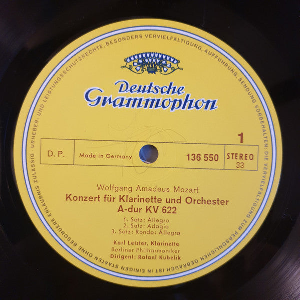 Wolfgang Amadeus Mozart, Carl Maria Von Weber, Rafael Kubelik, Karl Leister, Berliner Philharmoniker – Mozart · Weber: Klarinettenkonzerte LP vinyl record, image 3 of 4