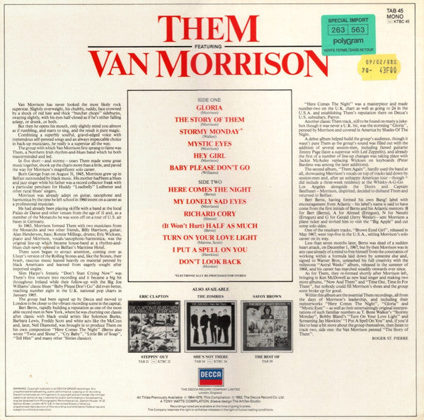 Them, Van Morrison – Them Featuring Van Morrison LP vinyl record, image 2 of 5
