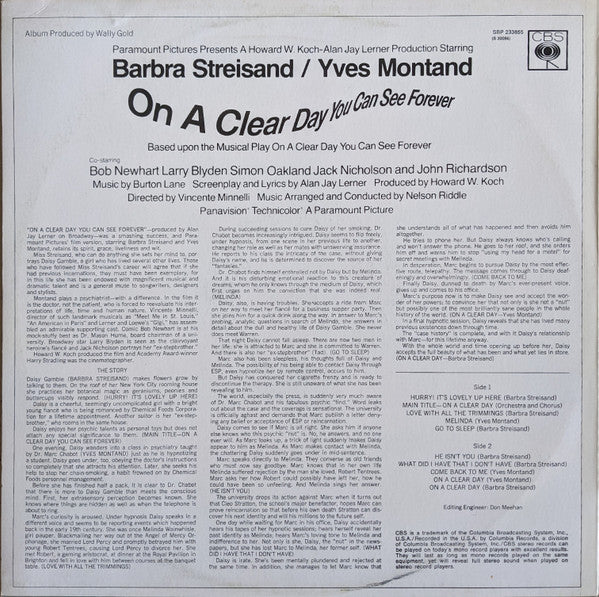 Barbra Streisand, Yves Montand – On A Clear Day You Can See Forever LP vinyl record, image 2 of 4