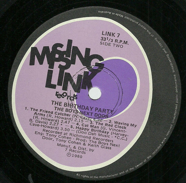 The Boys Next Door – The Birthday Party LP vinyl record, image 4 of 4