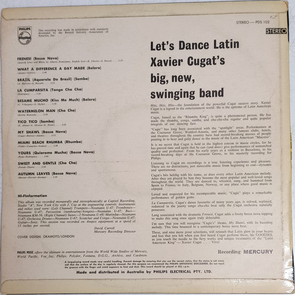 Xavier Cugat's Big, New Swinging Band – Let's Dance Latin LP vinyl record, image 2 of 4
