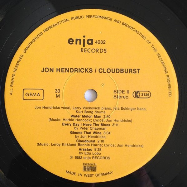 Jon Hendricks – Cloudburst LP vinyl record, image 4 of 4