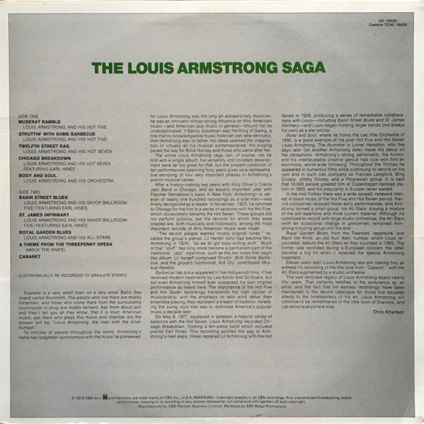 Louis Armstrong – The Louis Armstrong Saga LP vinyl record, image 2 of 4