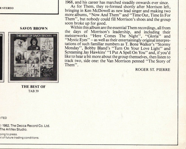 Them, Van Morrison – Them Featuring Van Morrison LP vinyl record, image 5 of 5