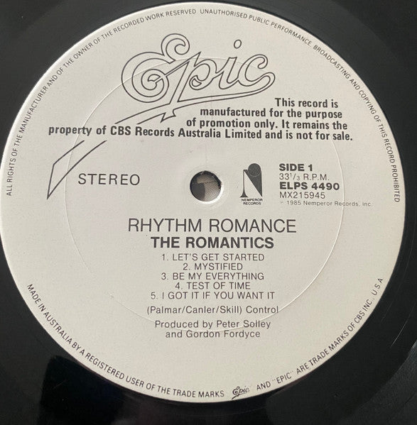 The Romantics – Rhythm Romance LP vinyl record, image 6 of 7