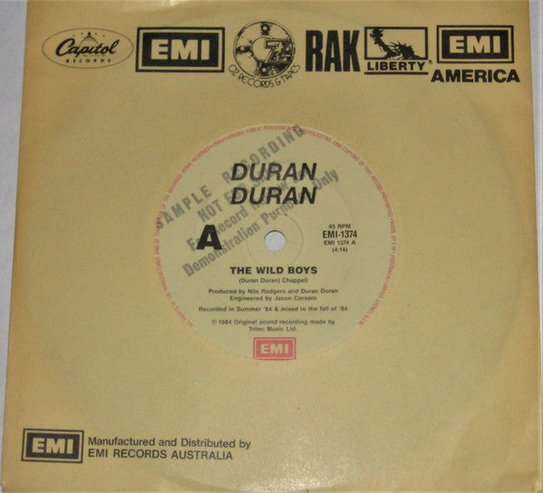 Duran Duran – The Wild Boys 7" vinyl record, image 1 of 3