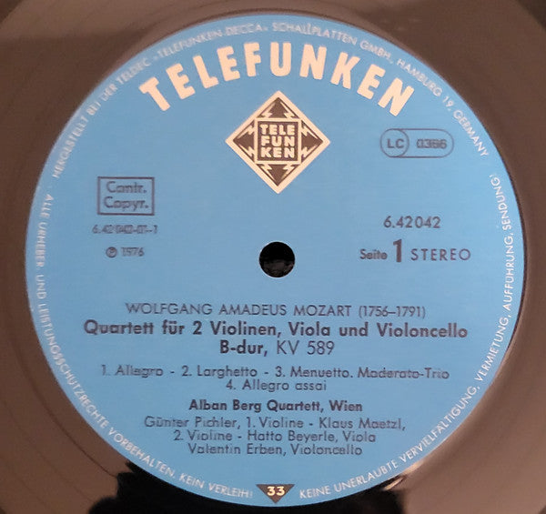 Wolfgang Amadeus Mozart, Alban Berg Quartett – Streichquartette Nr. 22 KV 589 & Nr. 23 KV 590 LP vinyl record, image 3 of 4