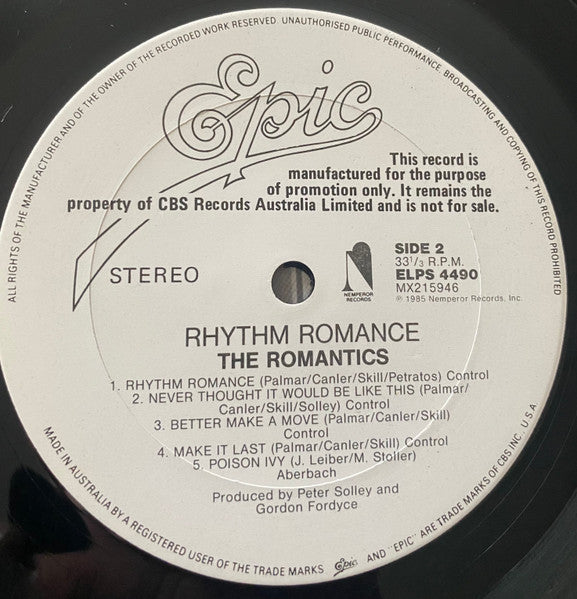 The Romantics – Rhythm Romance LP vinyl record, image 7 of 7