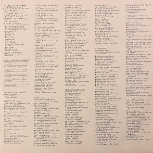 Paul Simon – Graceland LP vinyl record, image 3 of 6