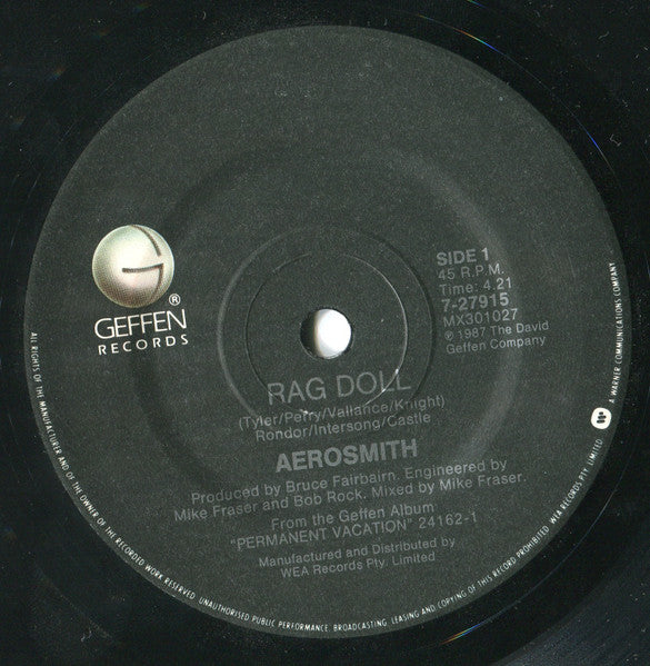 Aerosmith – Rag Doll 7" vinyl record, image 1 of 4