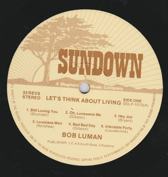 Bob Luman – Let's Think About Living LP vinyl record, image 3 of 5