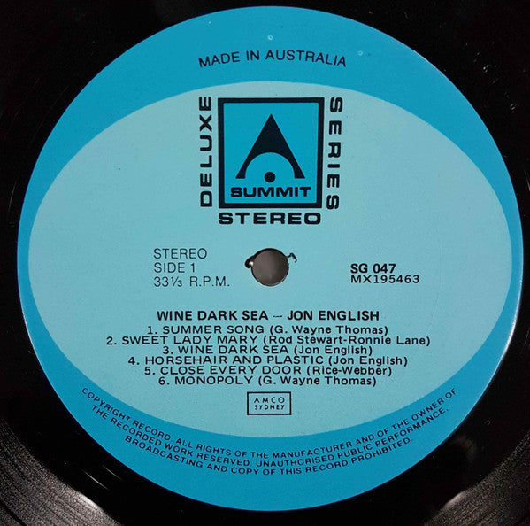 Jon English – Wine Dark Sea LP vinyl record, image 3 of 4