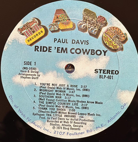 Paul Davis – Ride 'Em Cowboy LP vinyl record, image 4 of 7