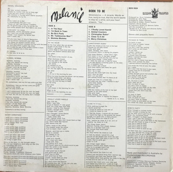Melanie – Born To Be LP vinyl record, image 2 of 3