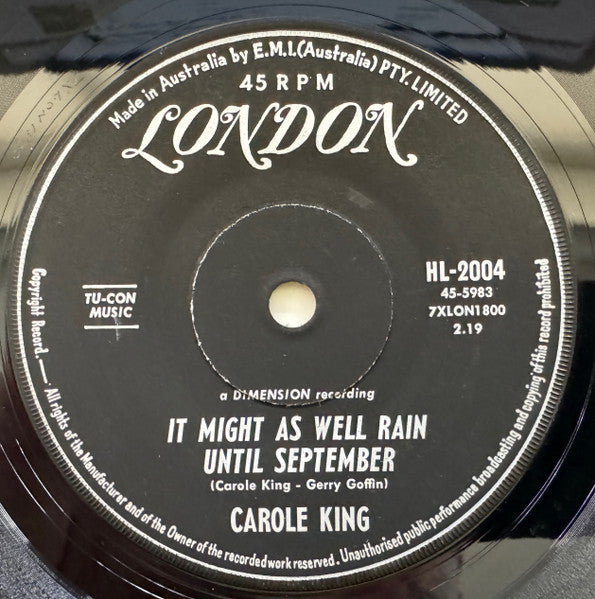 Carole King – It Might As Well Rain Until September 7" vinyl record, image 1 of 4